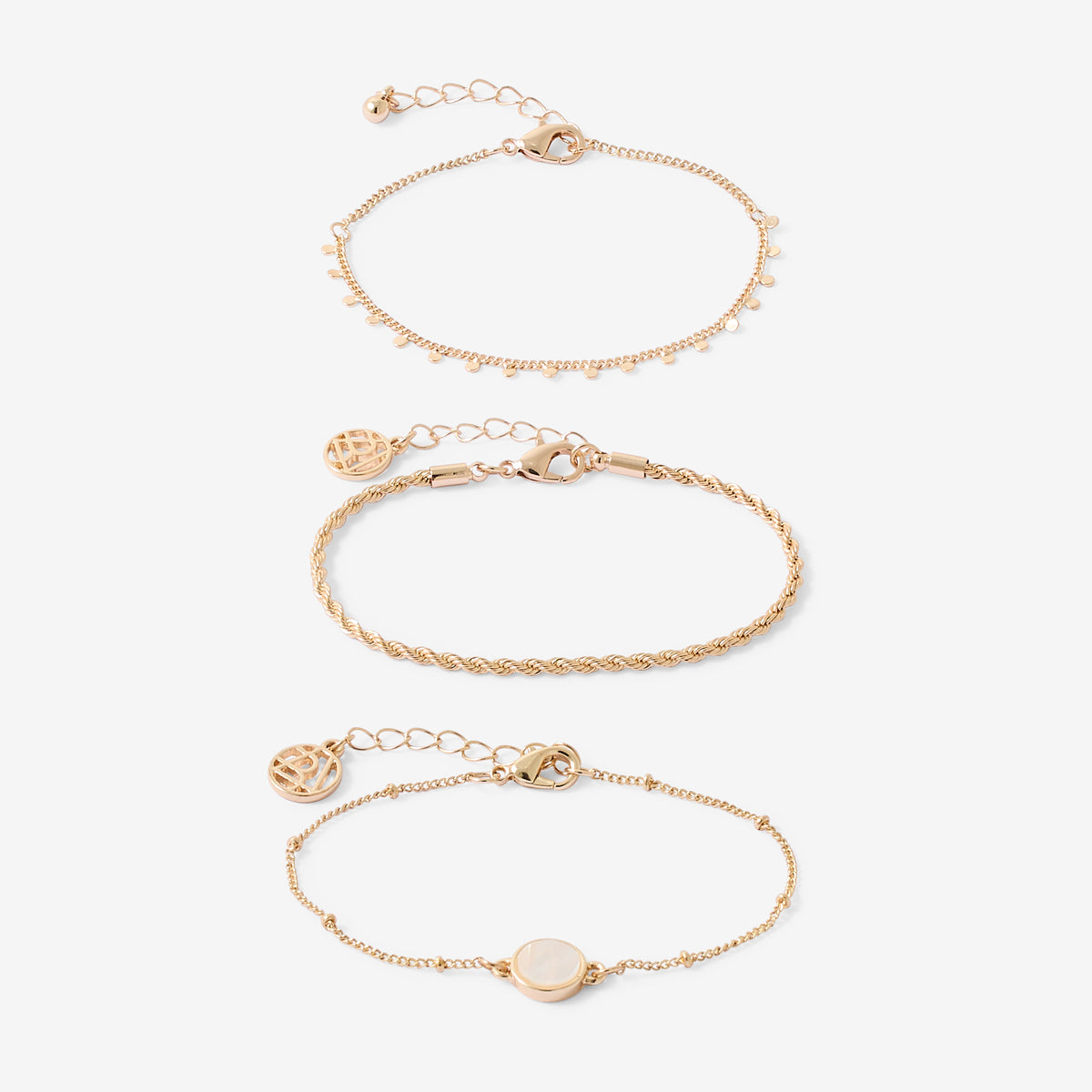 Set de 3 bracelets chaînes fines assortis dorés