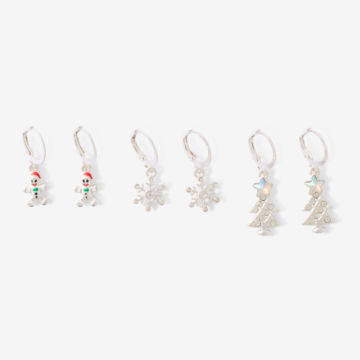 Set de 3 paires de boucles d'oreilles pendentif de Noël