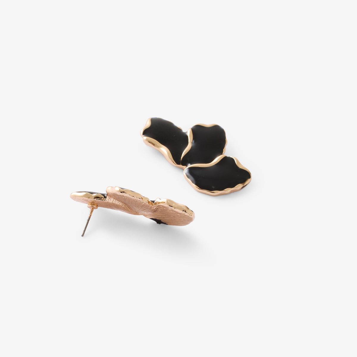 Boucles d'oreilles pétales noir et doré