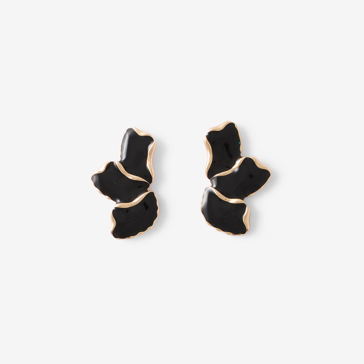 Boucles d'oreilles pétales noir et doré