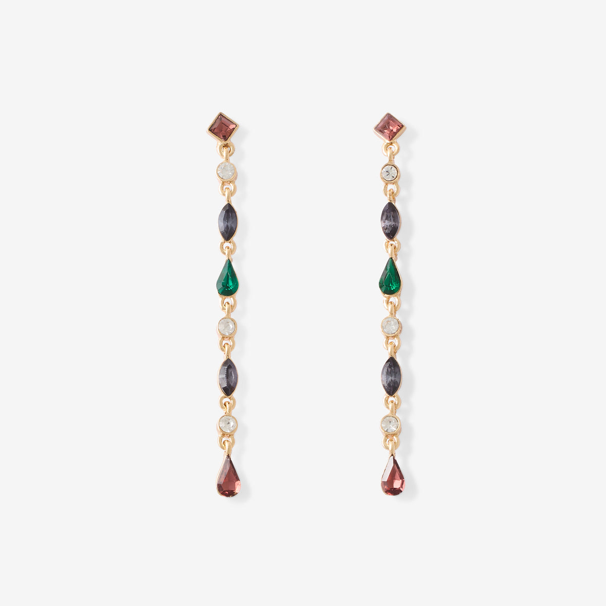 Boucles d'oreilles longues strass multicolores