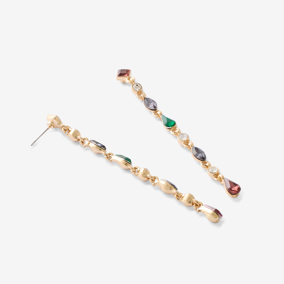 Boucles d'oreilles longues strass multicolores