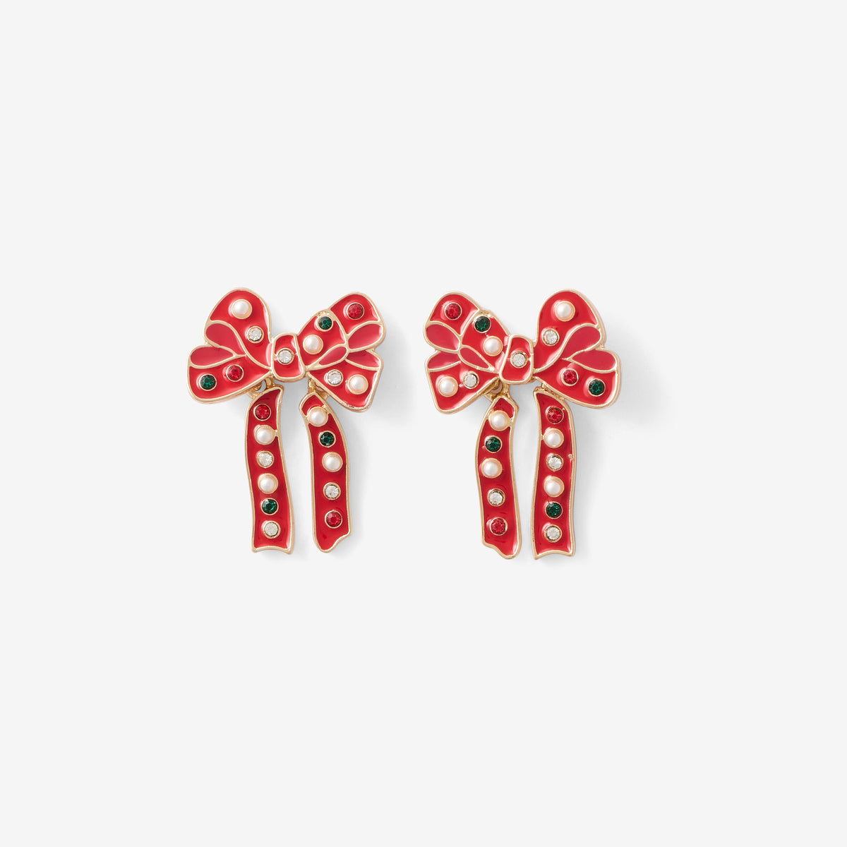 Boucles d'oreilles nœuds rouges avec perles