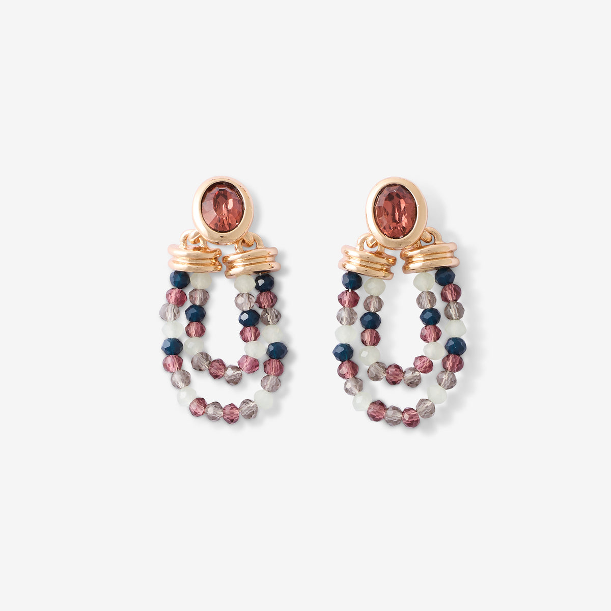 Boucles d'oreilles ovales avec perles à facettes