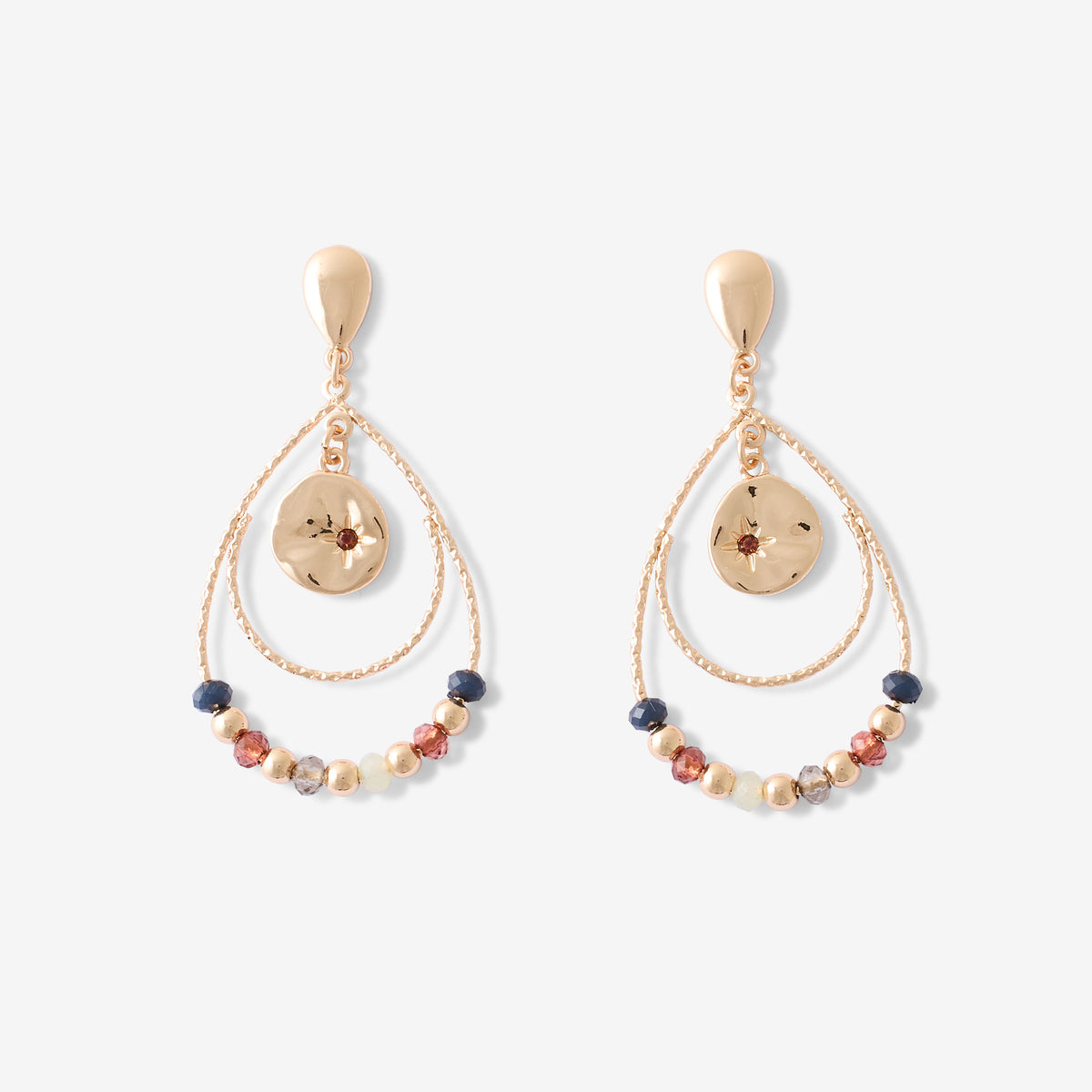 Boucles d'oreilles gouttes avec perles à facettes multicolores