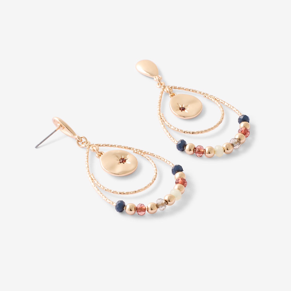 Boucles d'oreilles gouttes avec perles à facettes multicolores