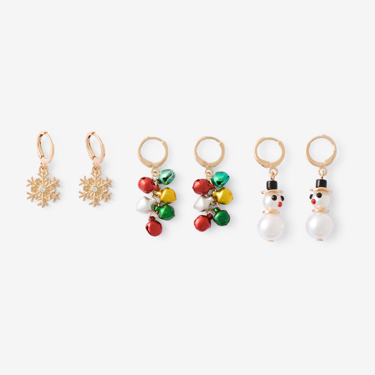 Set de 3 paires de boucles d'oreilles de Noël