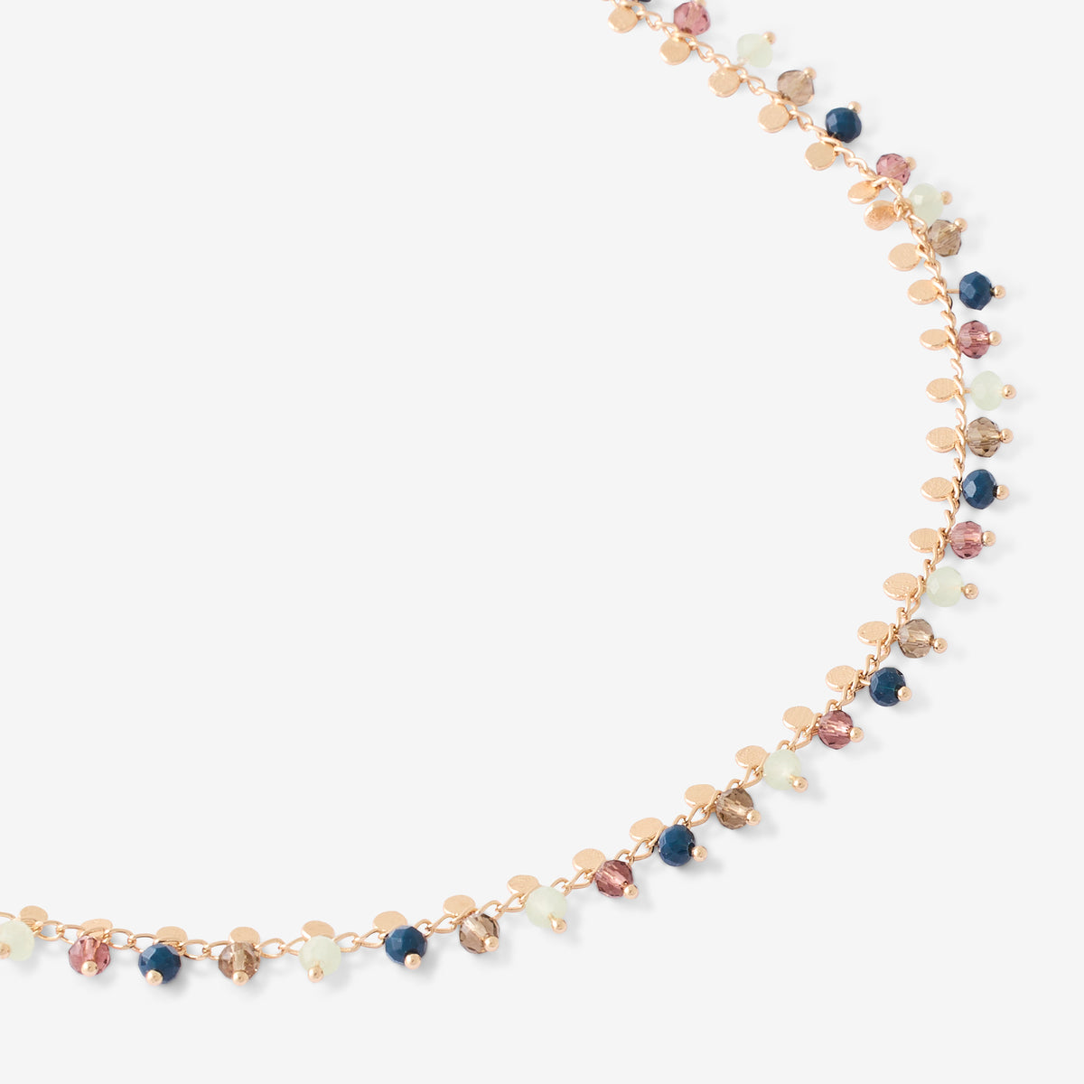 Collier perles à facettes multicolore