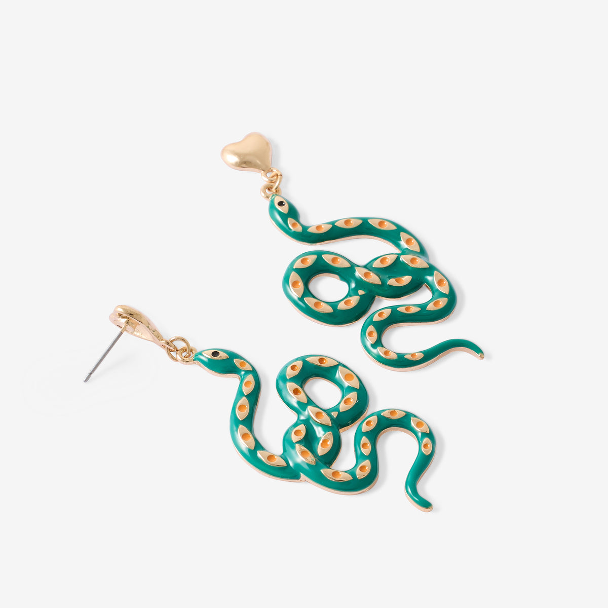 Boucles d'oreilles serpent vert