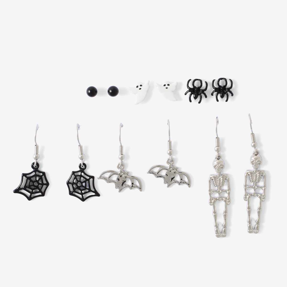 Set de 6 paires de boucles d'oreilles fantaisie Halloween