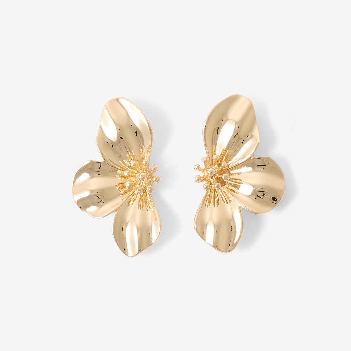 Boucles d'oreilles demi fleurs en métal doré