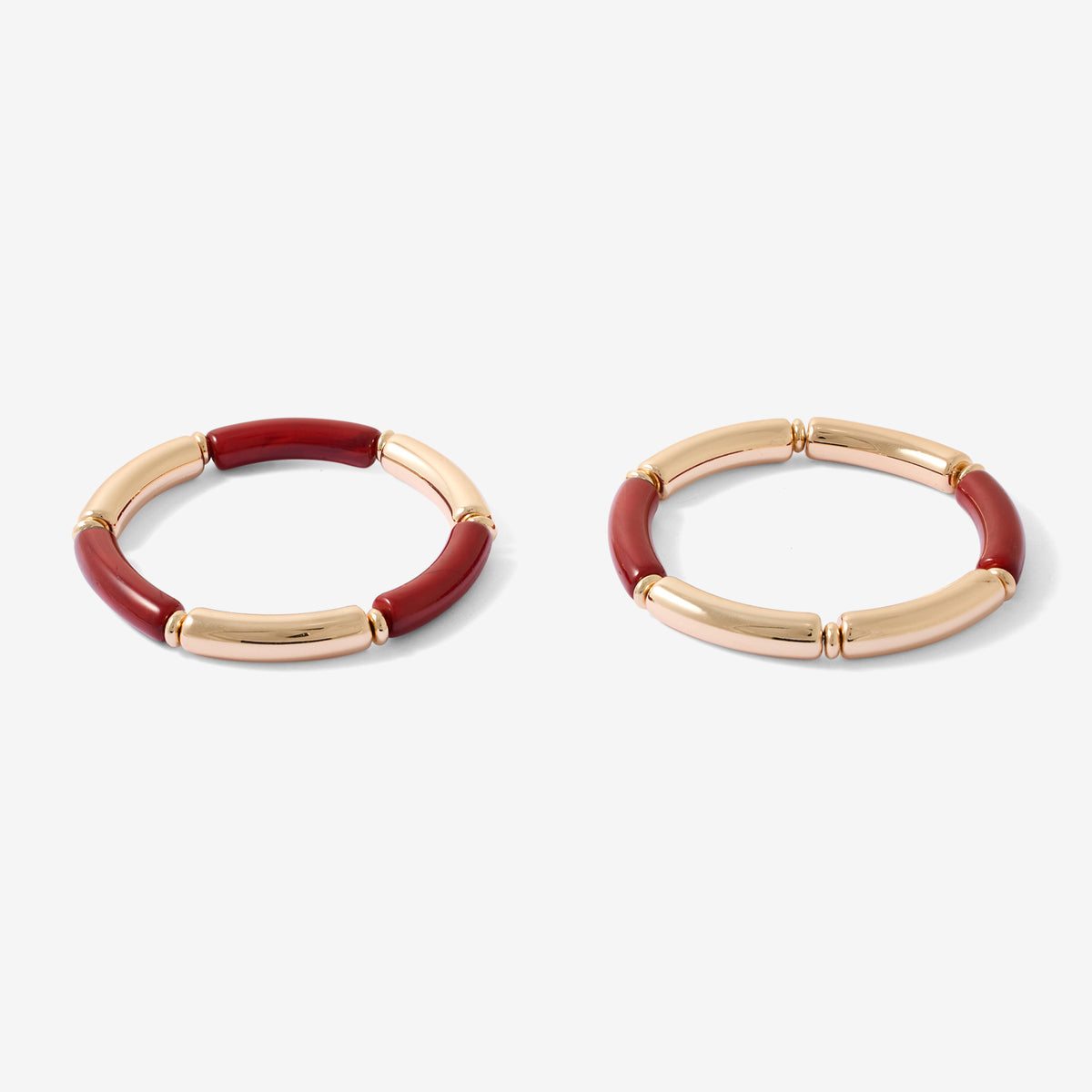 Set de 2 bracelets tubes marrons et dorés