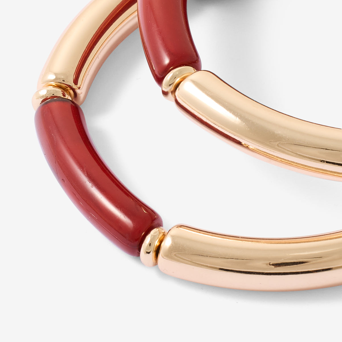 Set de 2 bracelets tubes marrons et dorés