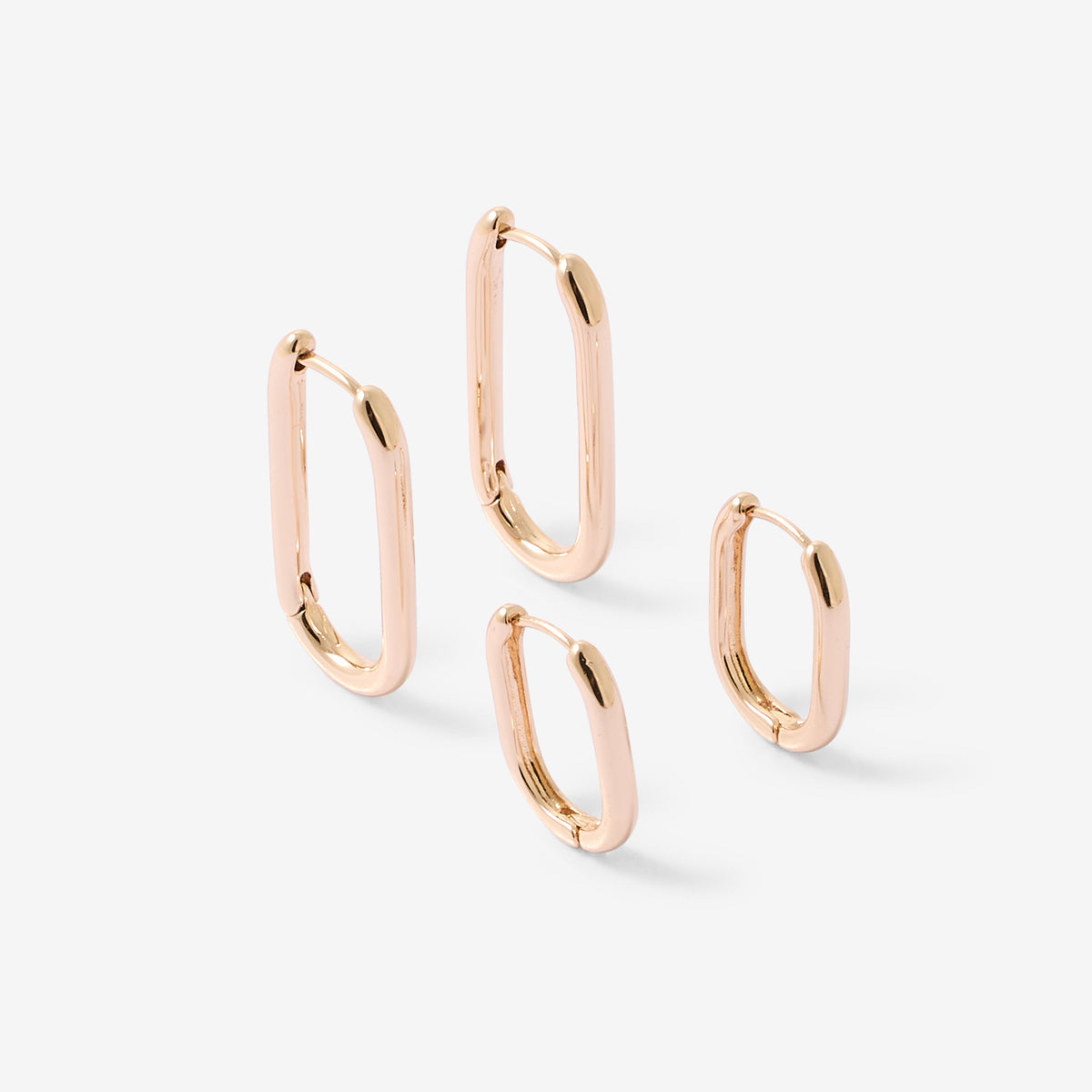 Set de 2 paires de créoles rectangles dorées