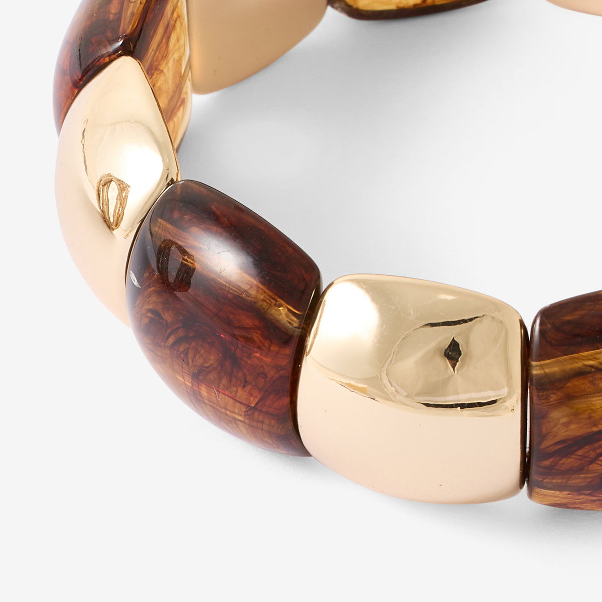 Bracelet à piécettes marron et doré
