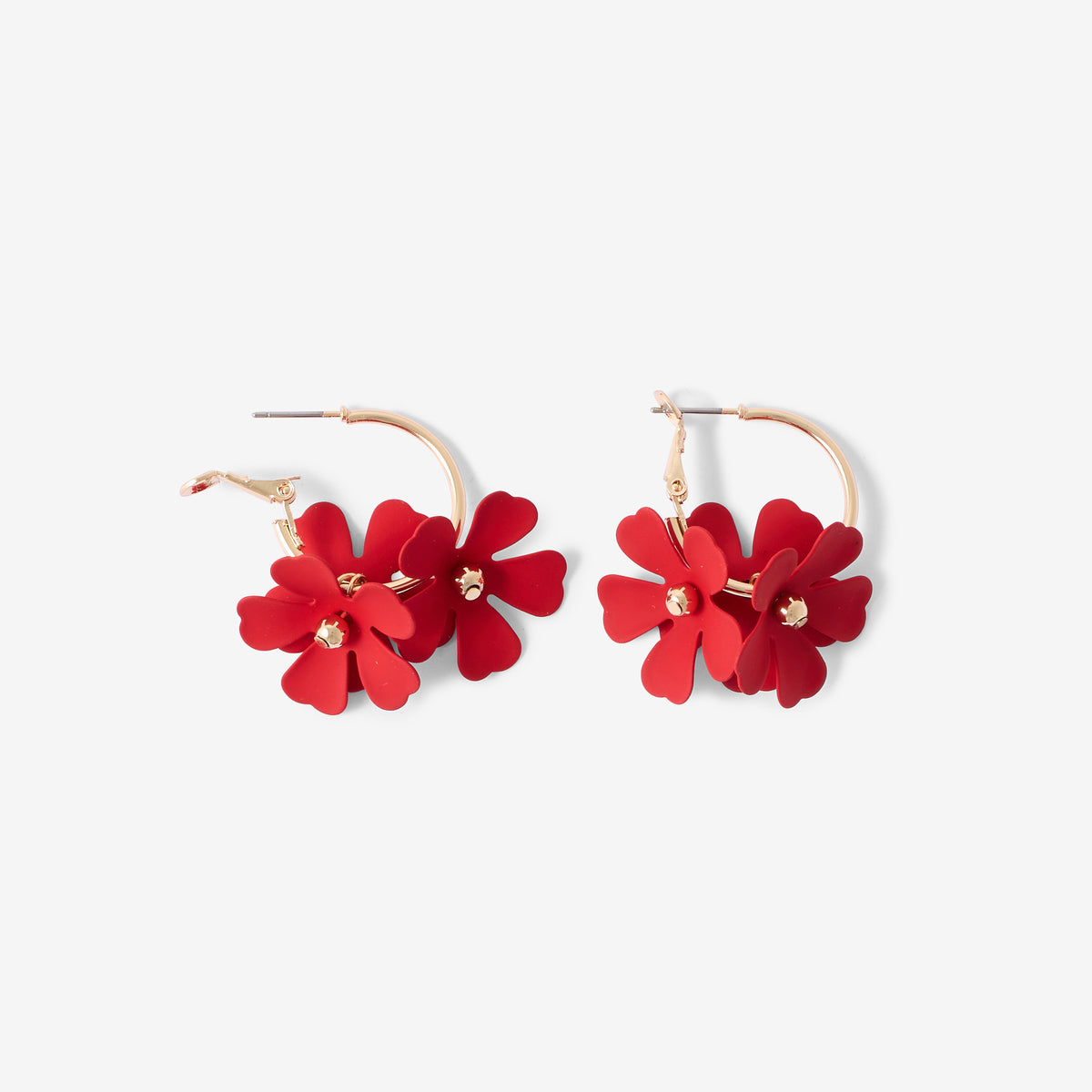 Créoles fleurs rouges