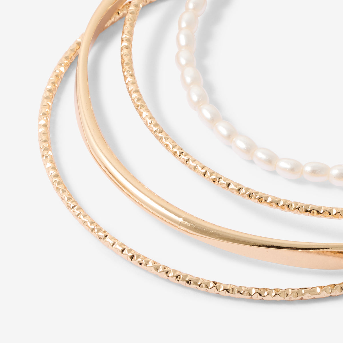 Set de 4 joncs perle et métal doré