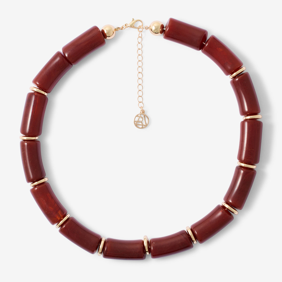 Collier tubes en résine bordeaux