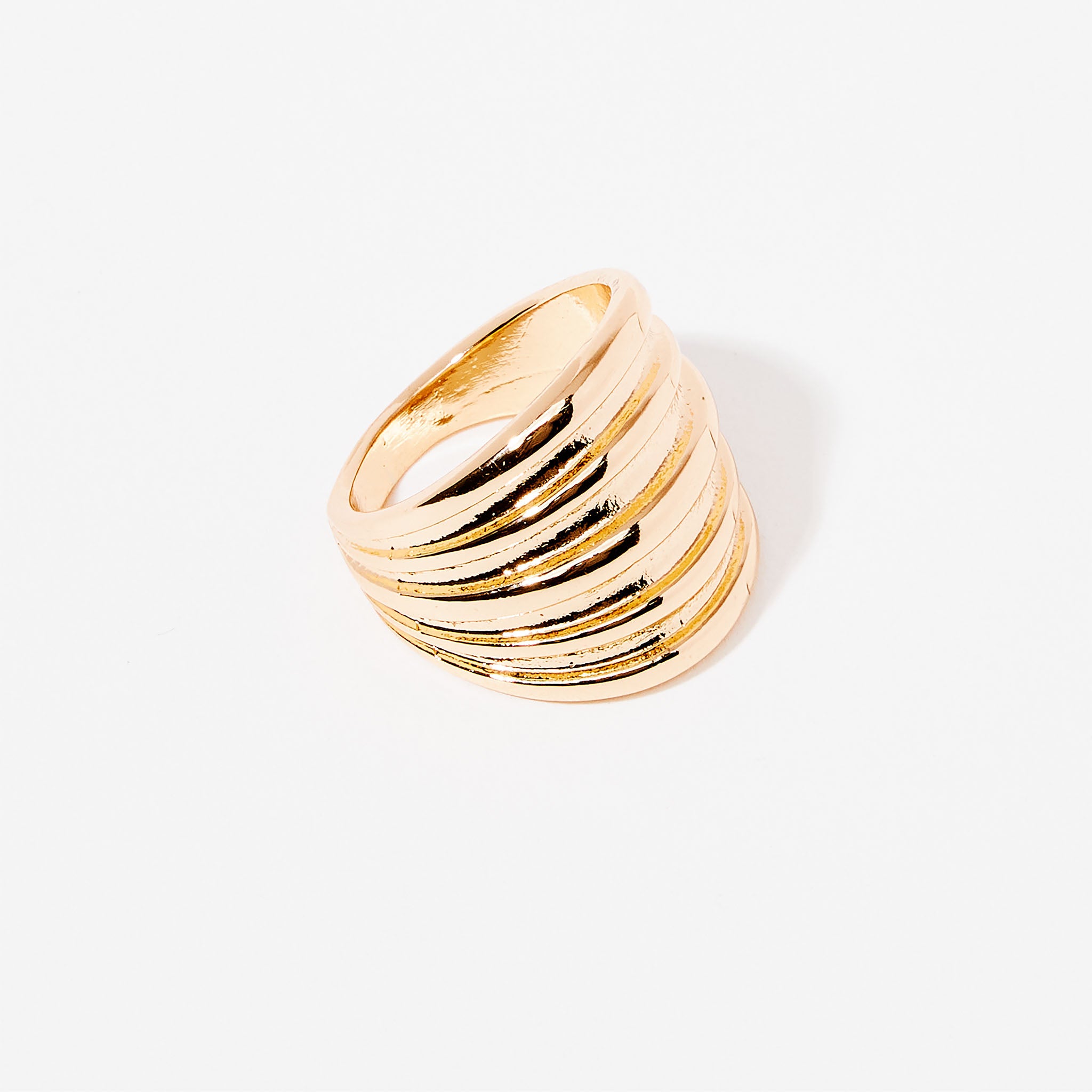 Bague striée dorée