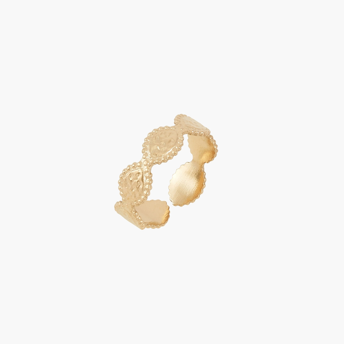 Bague martelée acier Inoxydable doré