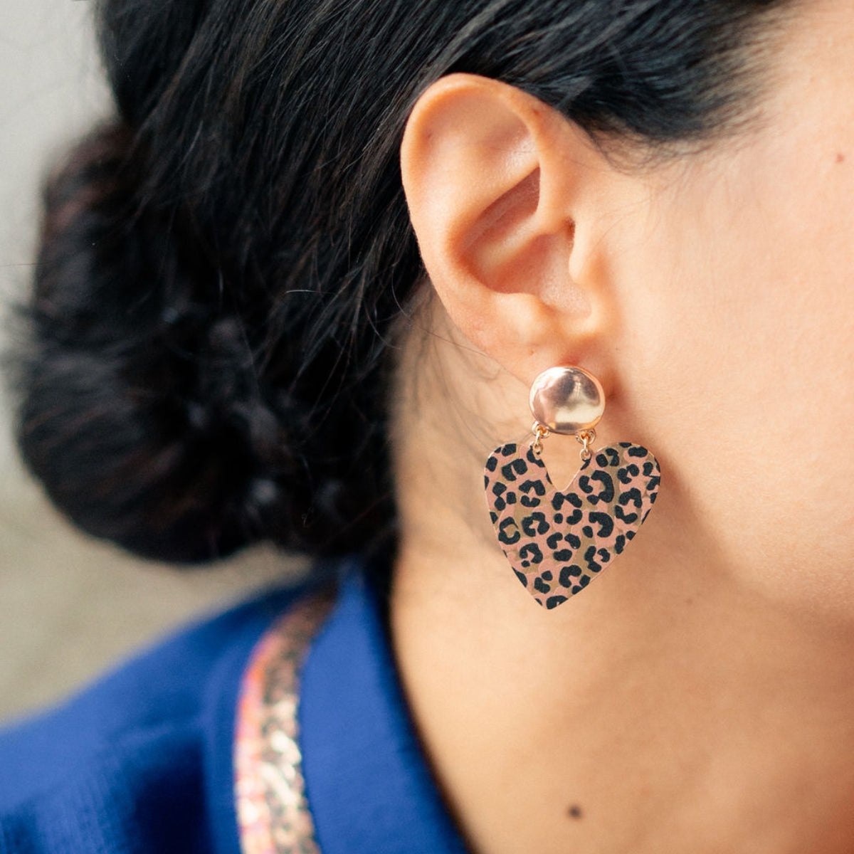 Boucles d'oreilles Balagane coeurs à imprimé léopard