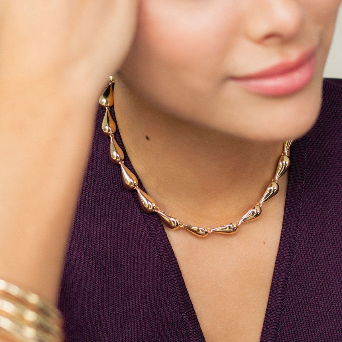 Collier gouttes dorées