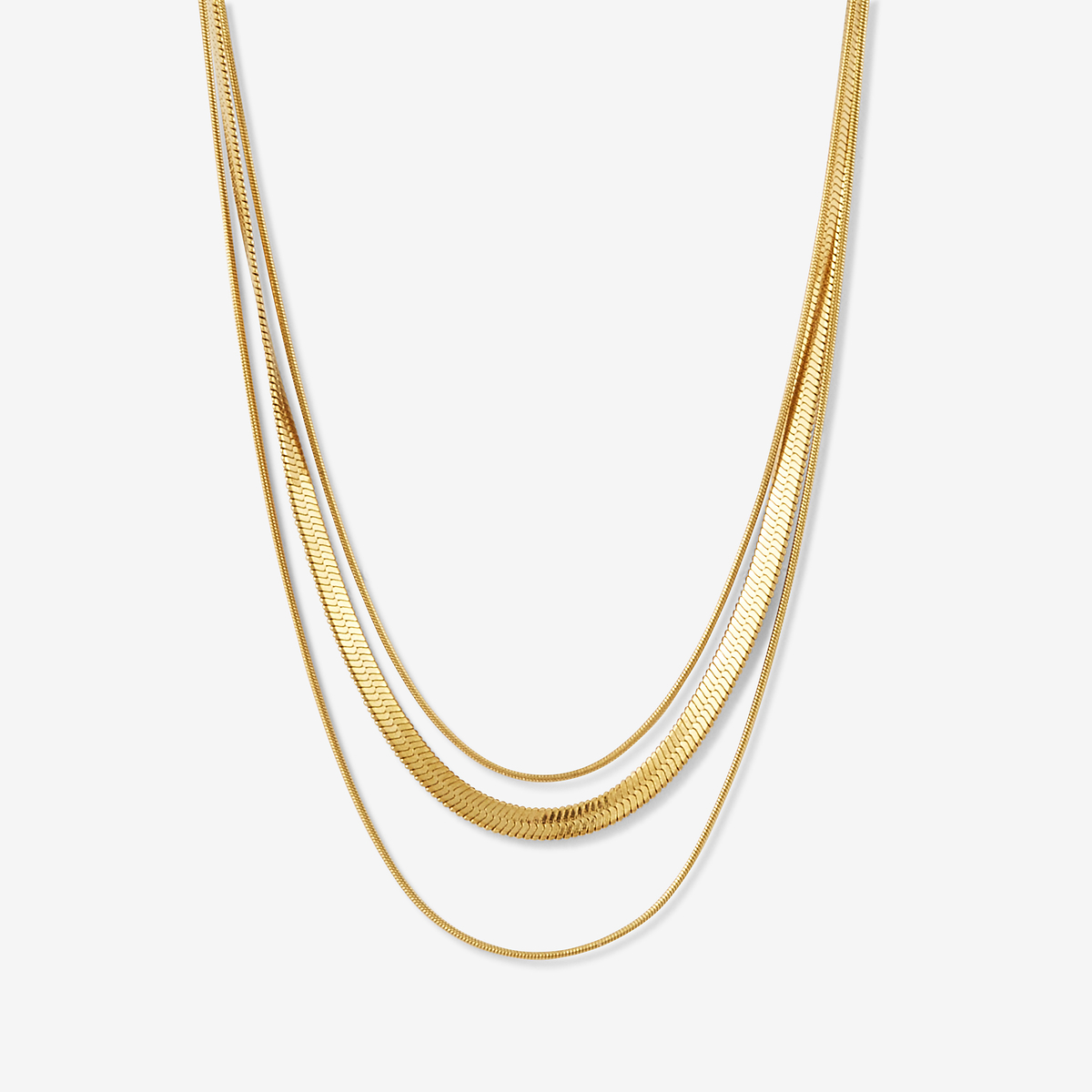 Collier 3 rangs acier inoxydable doré