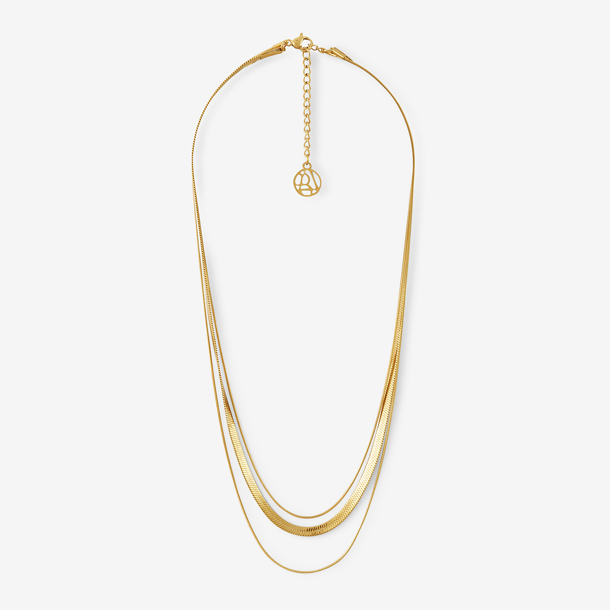 Collier 3 rangs acier inoxydable doré