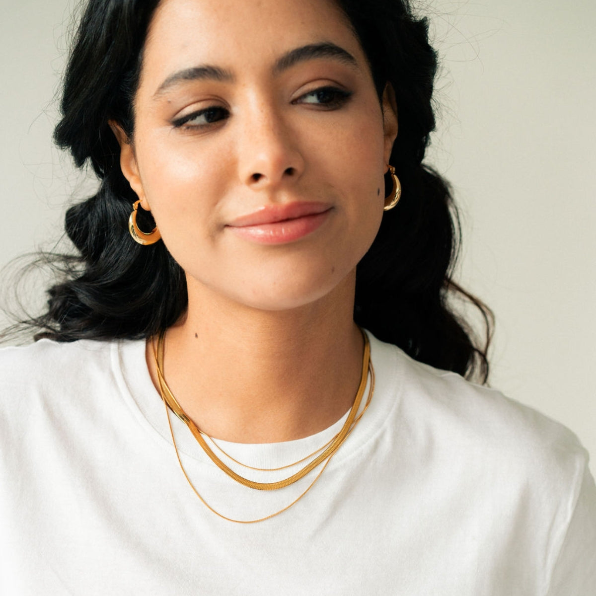 Collier 3 rangs acier inoxydable doré