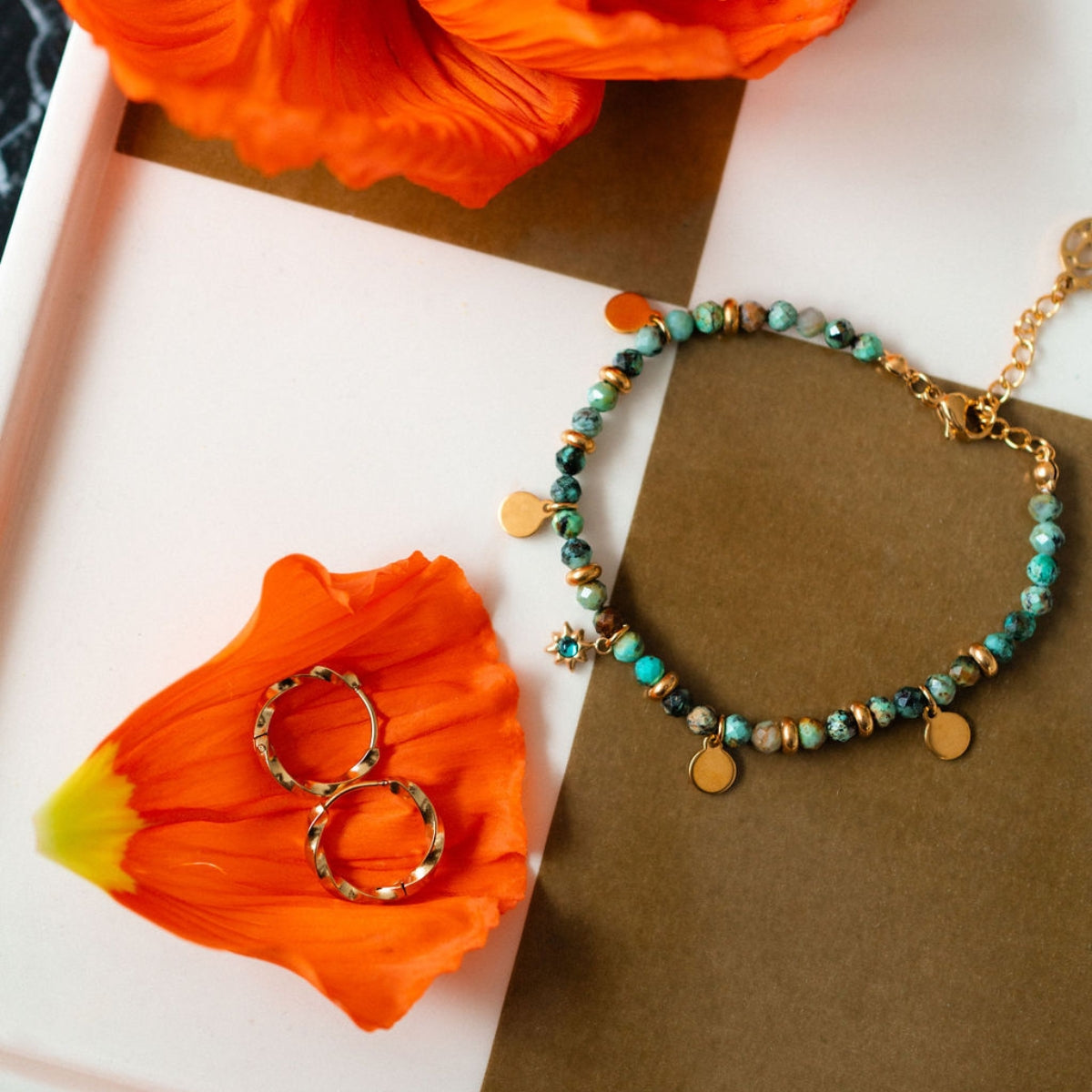 Bracelet acier inoxydable avec pierres vertes