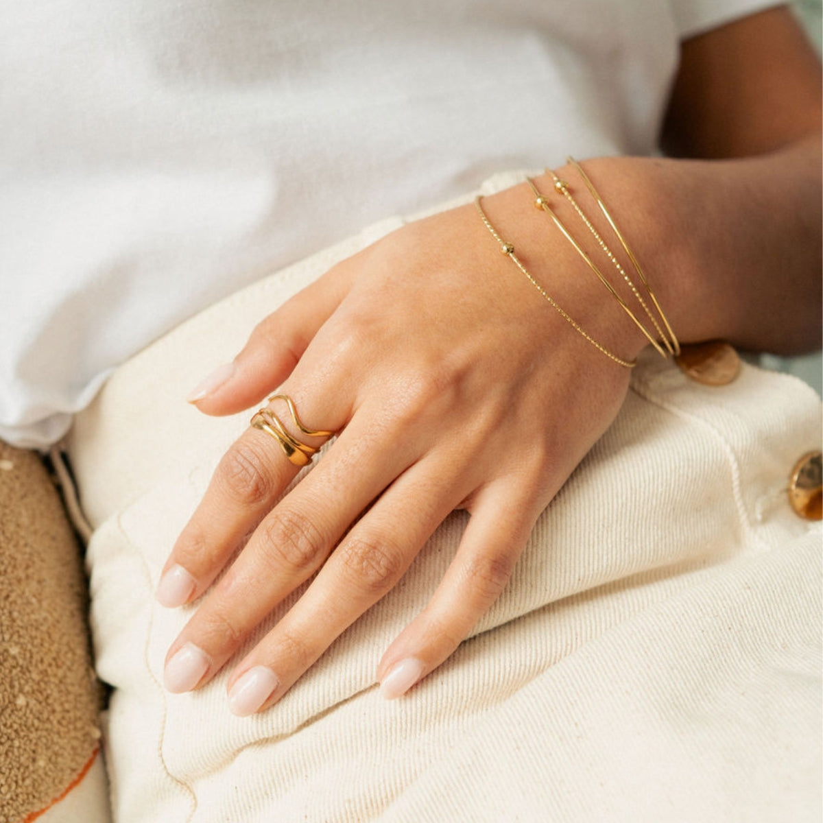 Set de 4 joncs fins acier inoxydable