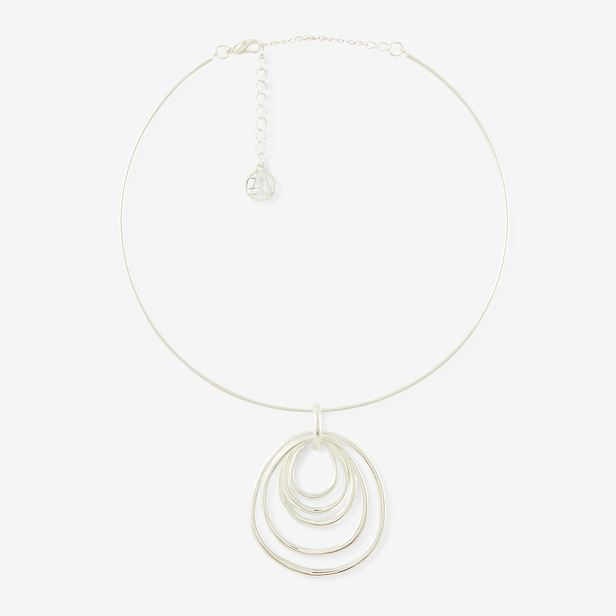 Collier torque pendentif cercle argenté