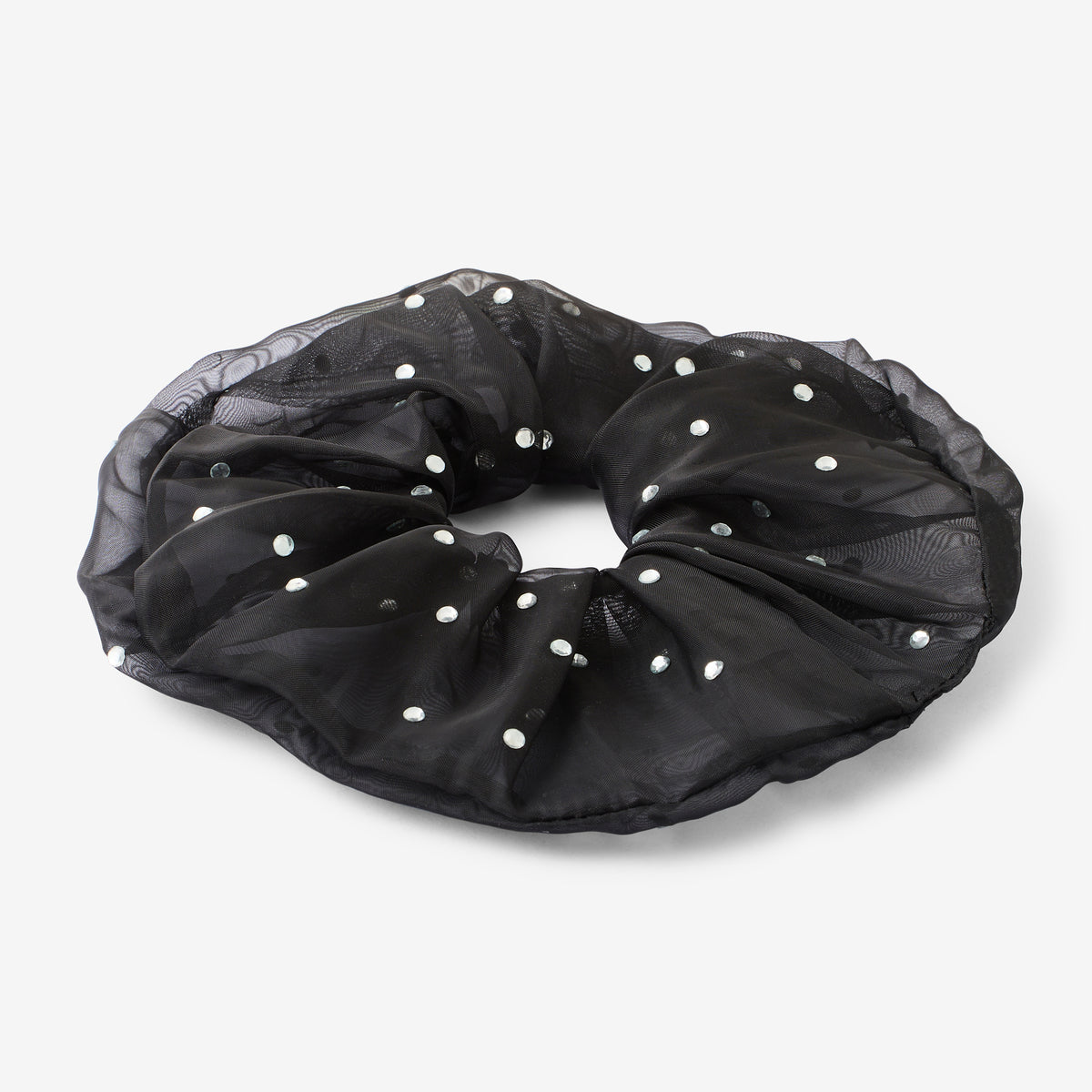 Chouchou XXL noir organza avec strass