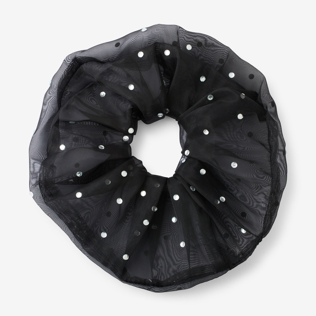 Chouchou XXL noir organza avec strass
