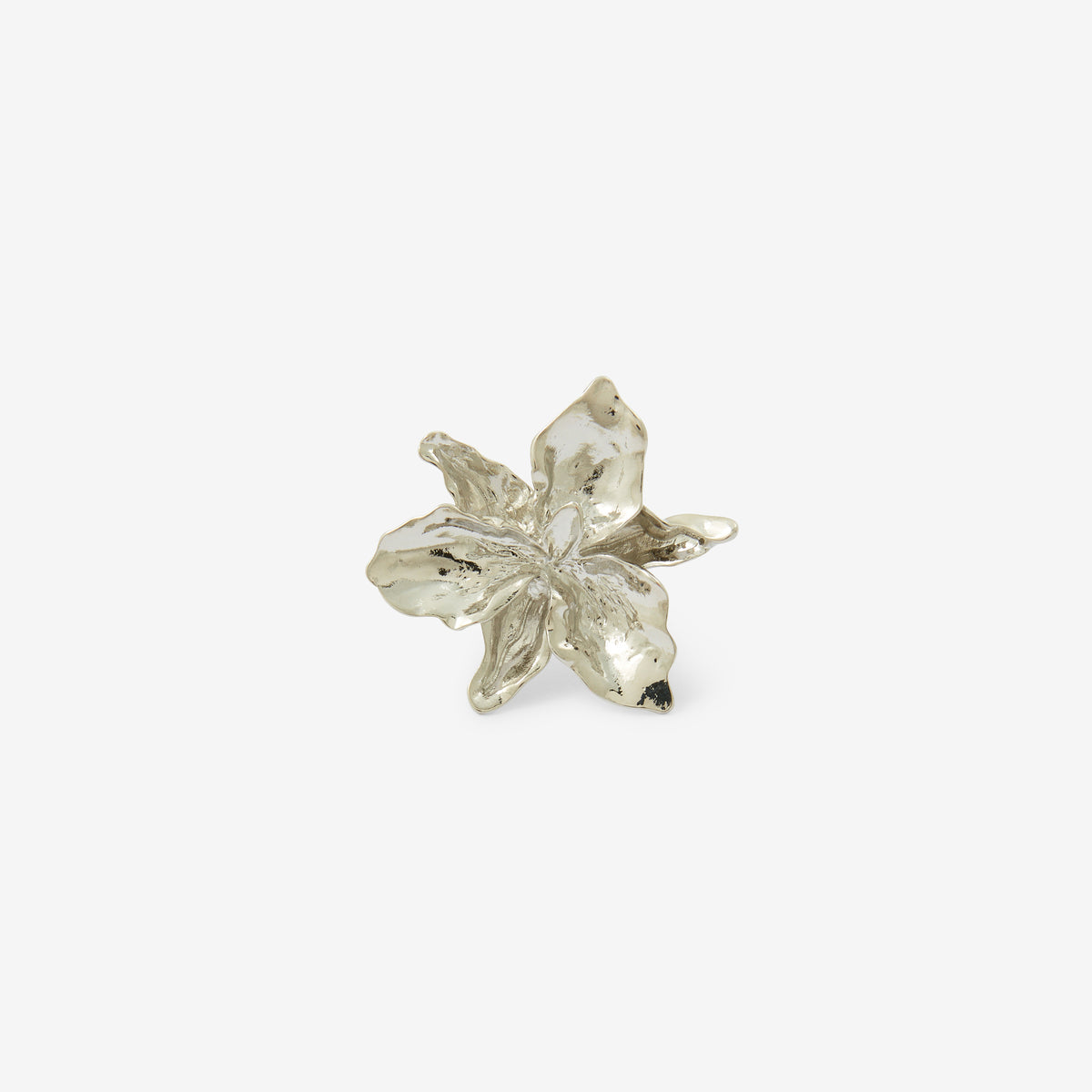 Grosse bague fleur argentée