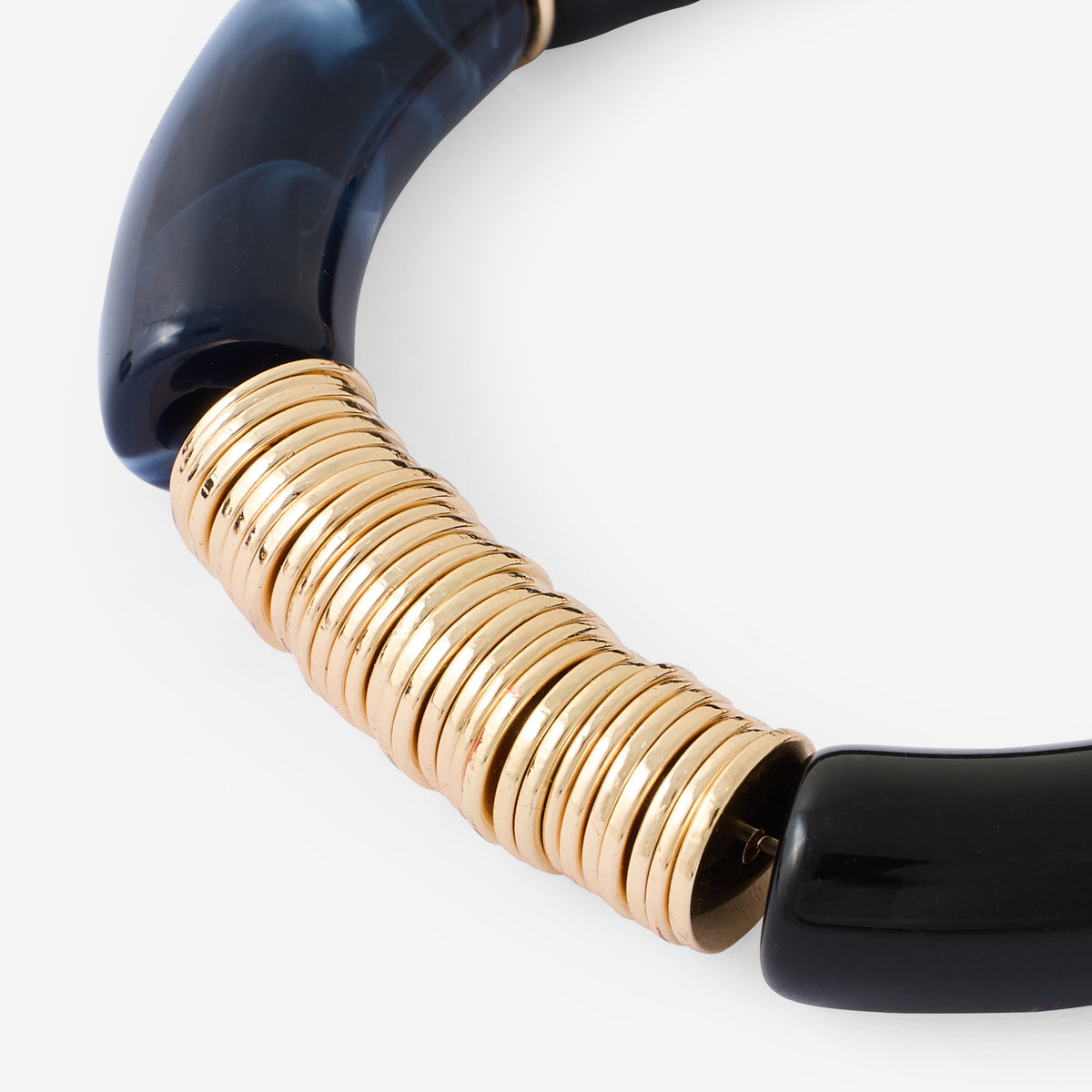 Bracelet tubes bleus et dorés