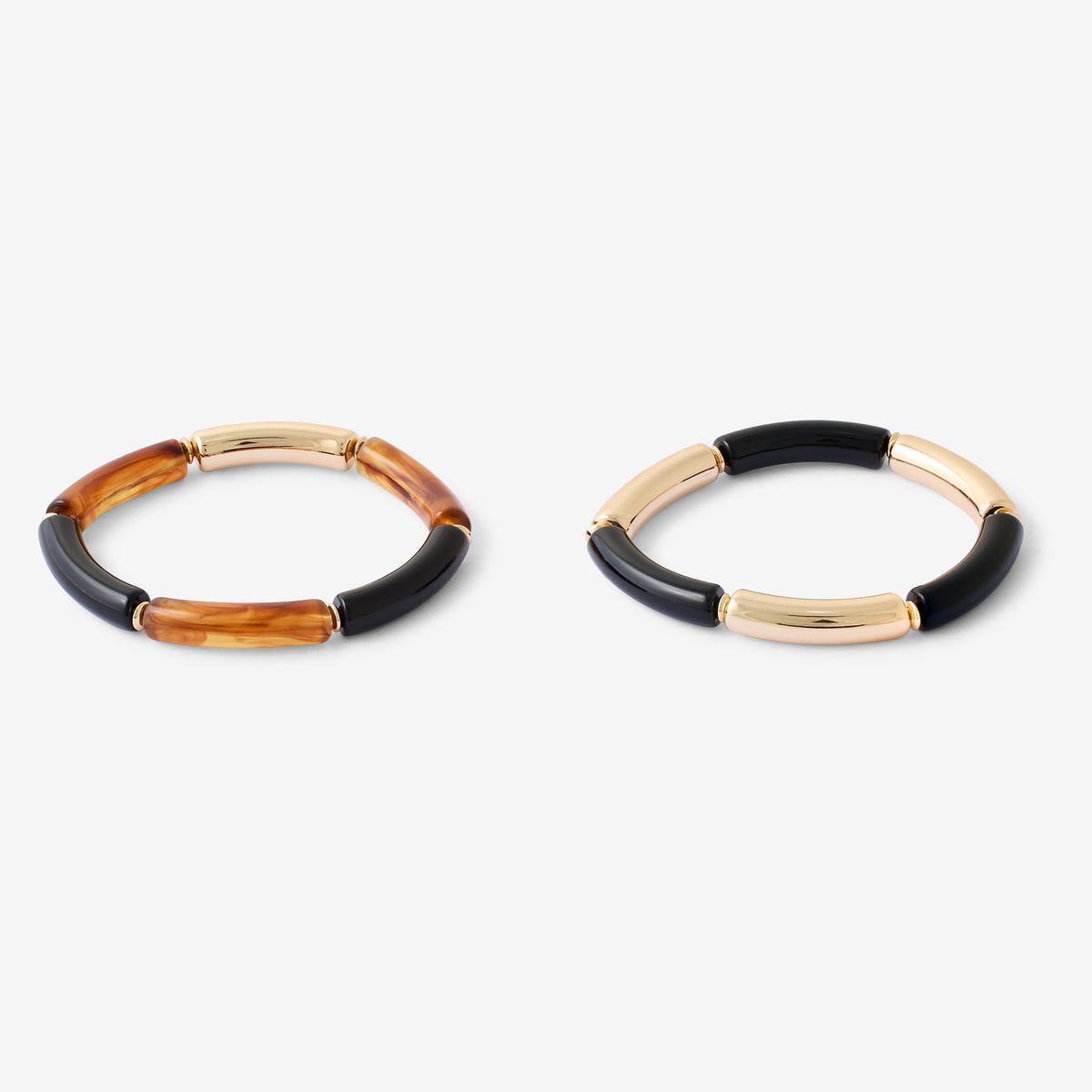 Set de 2 bracelets tubes en résine marron et noire