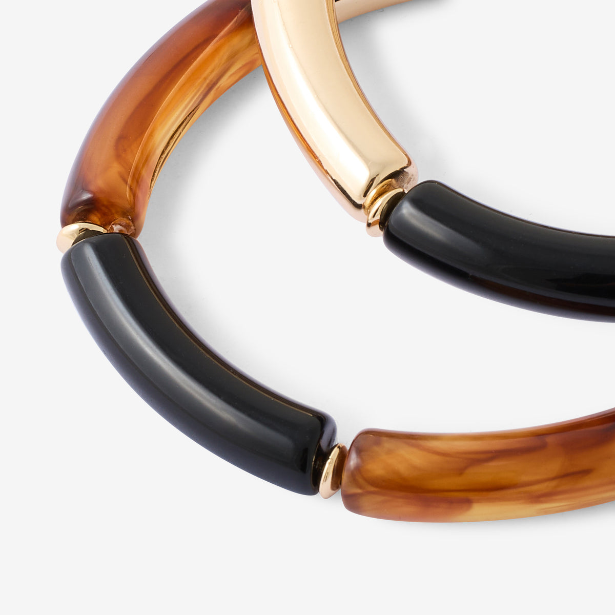 Set de 2 bracelets tubes en résine marron et noire