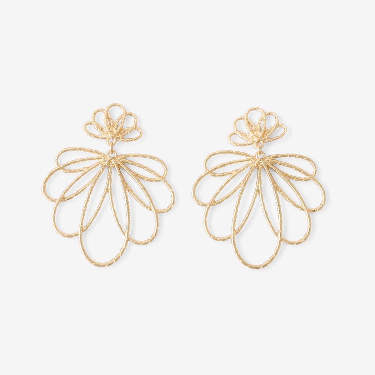 Boucles d’oreilles pendantes feuilles filaires dorées