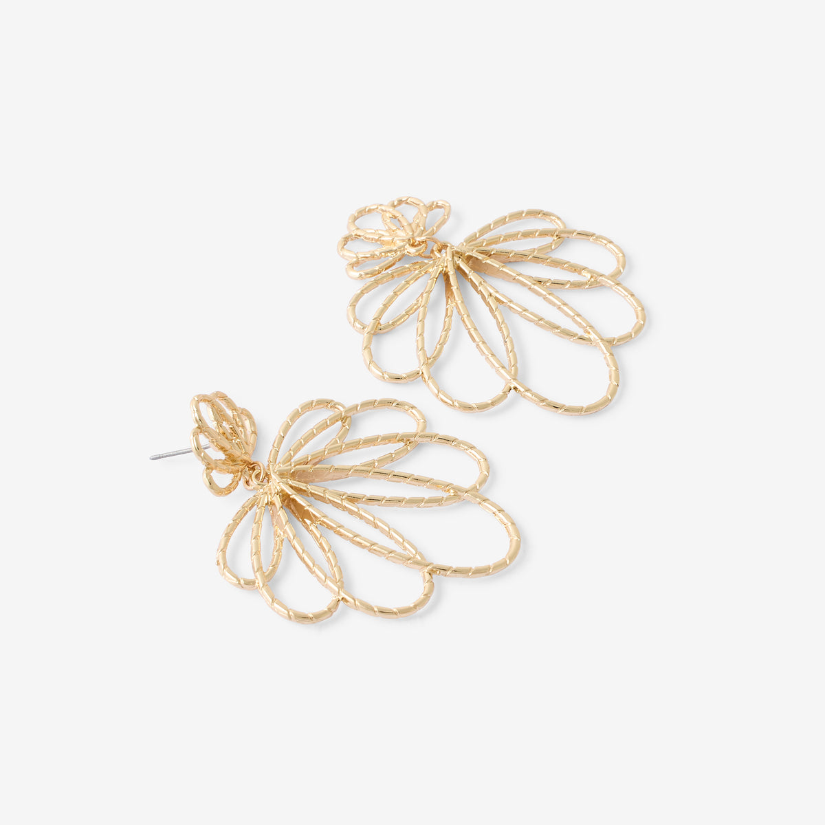 Boucles d’oreilles pendantes feuilles filaires dorées