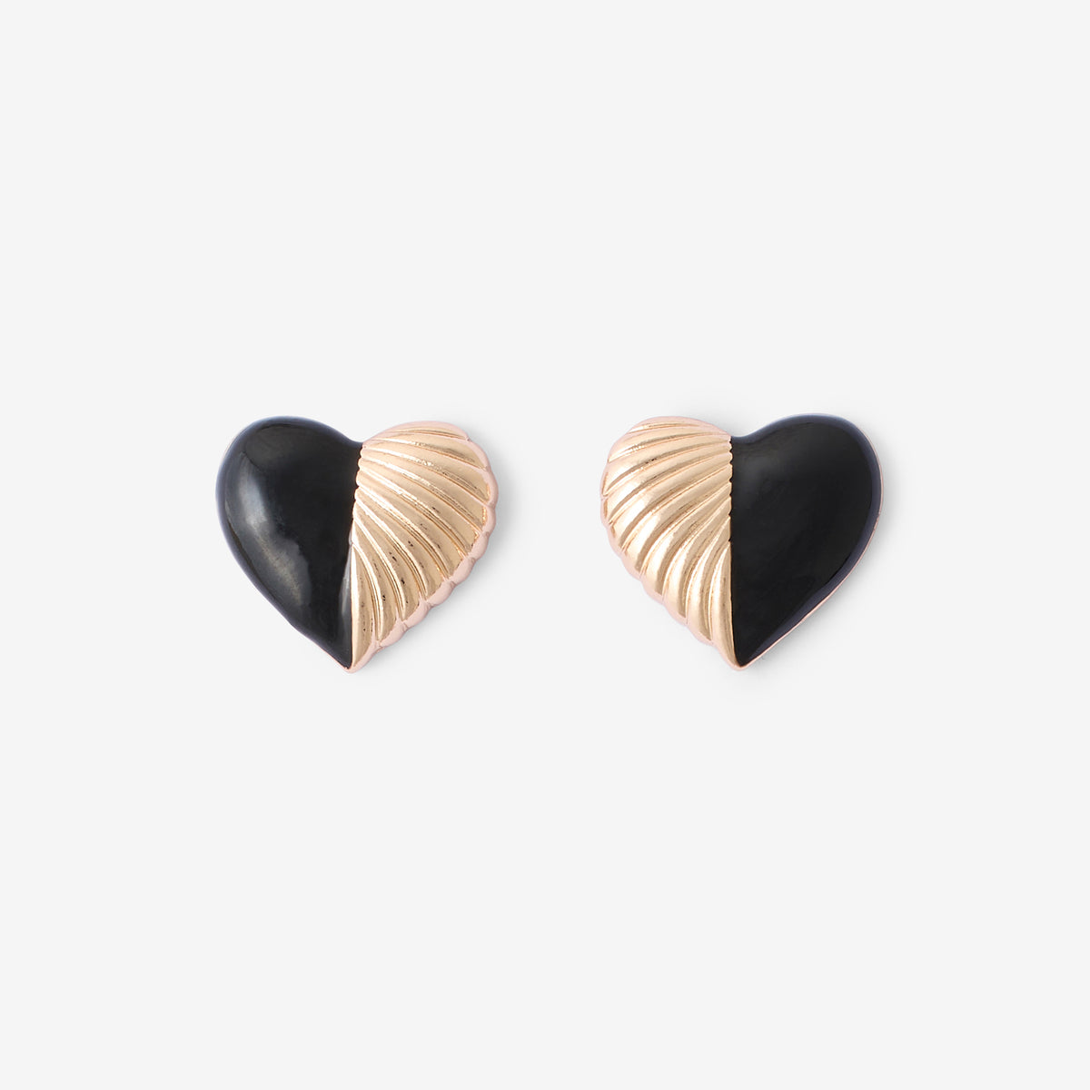 Boucles d'oreilles cœur noir et doré