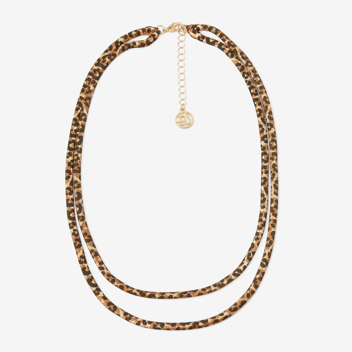 Collier 2 rangs Balagane à imprimé léopard