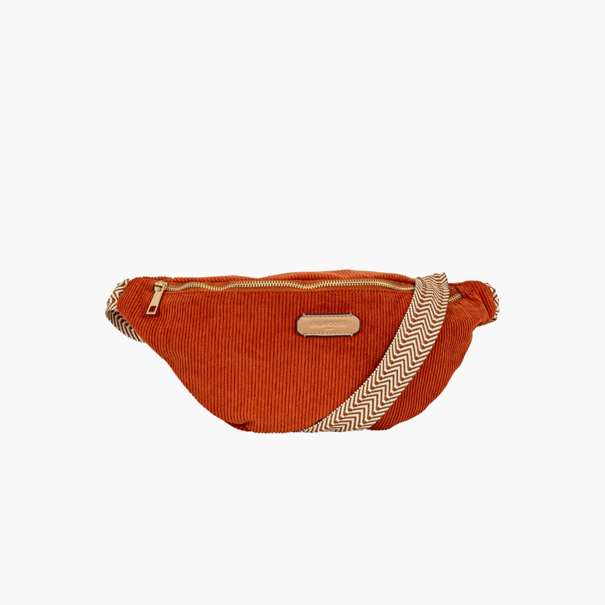 Sac banane textile côtelé coloris brique