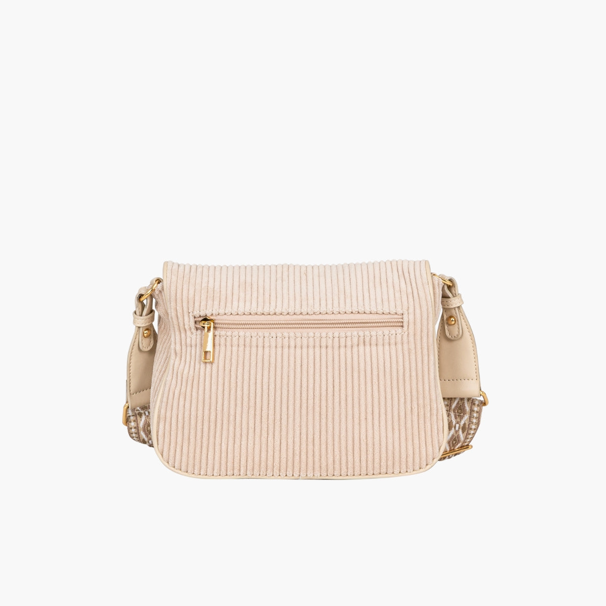 Sac à bandoulière textile côtelé écru