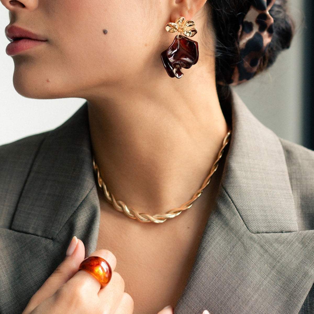 Collier chaîne tressée dorée