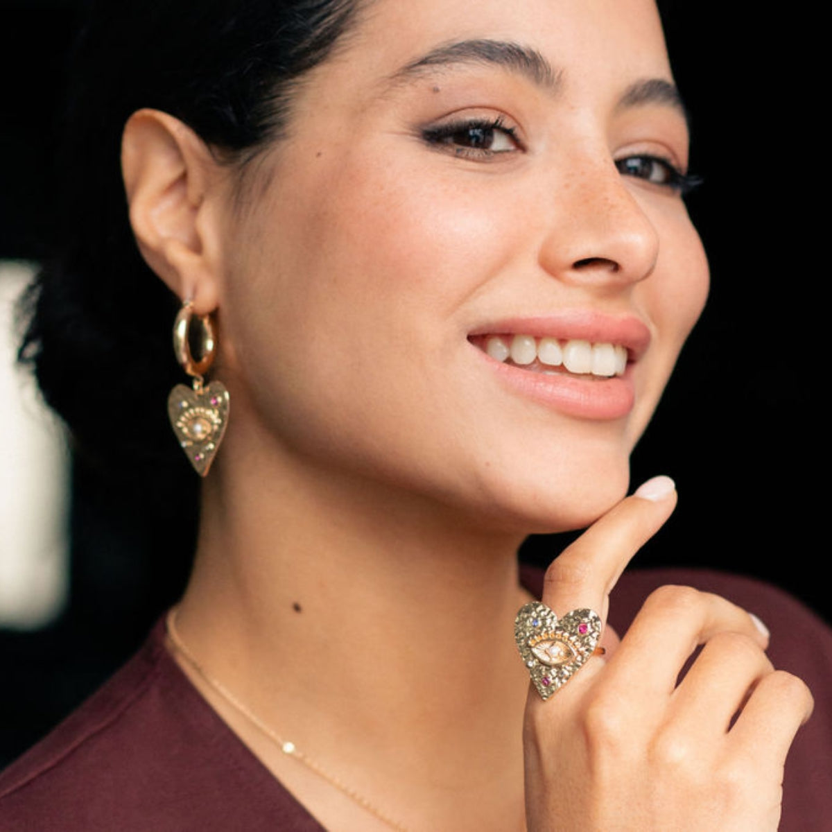 Boucles d'oreilles pendentif cœur