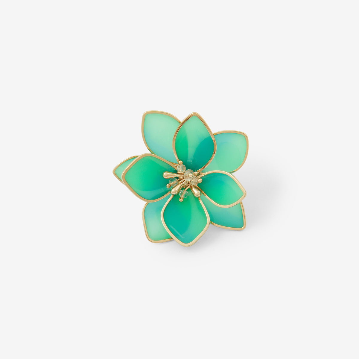 Grosse bague fleur verte