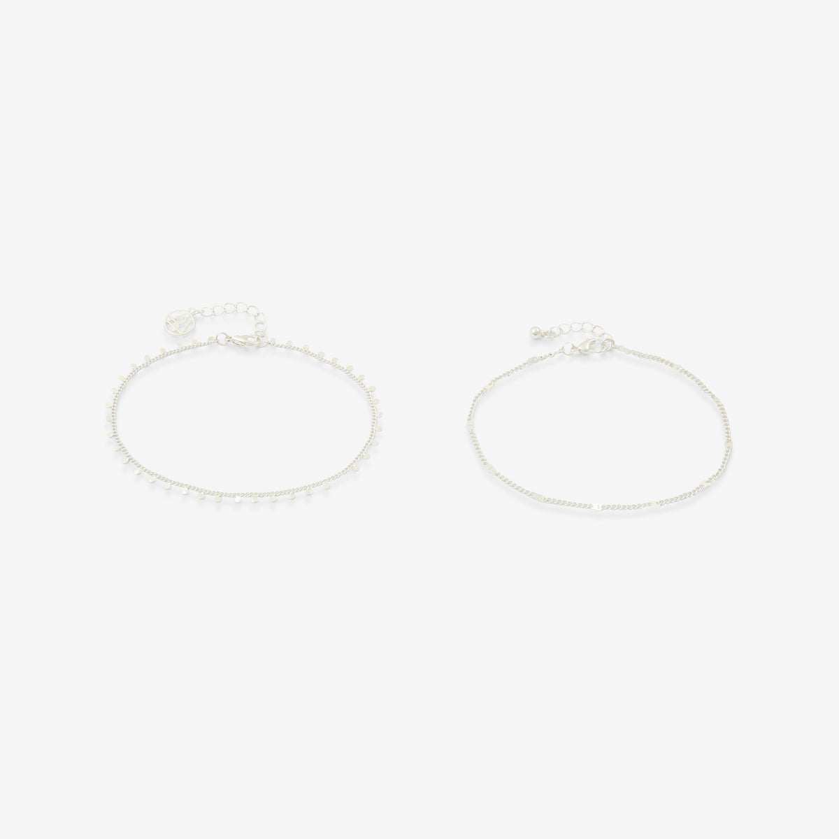 Set x2 chaines fines de chevilles argentées