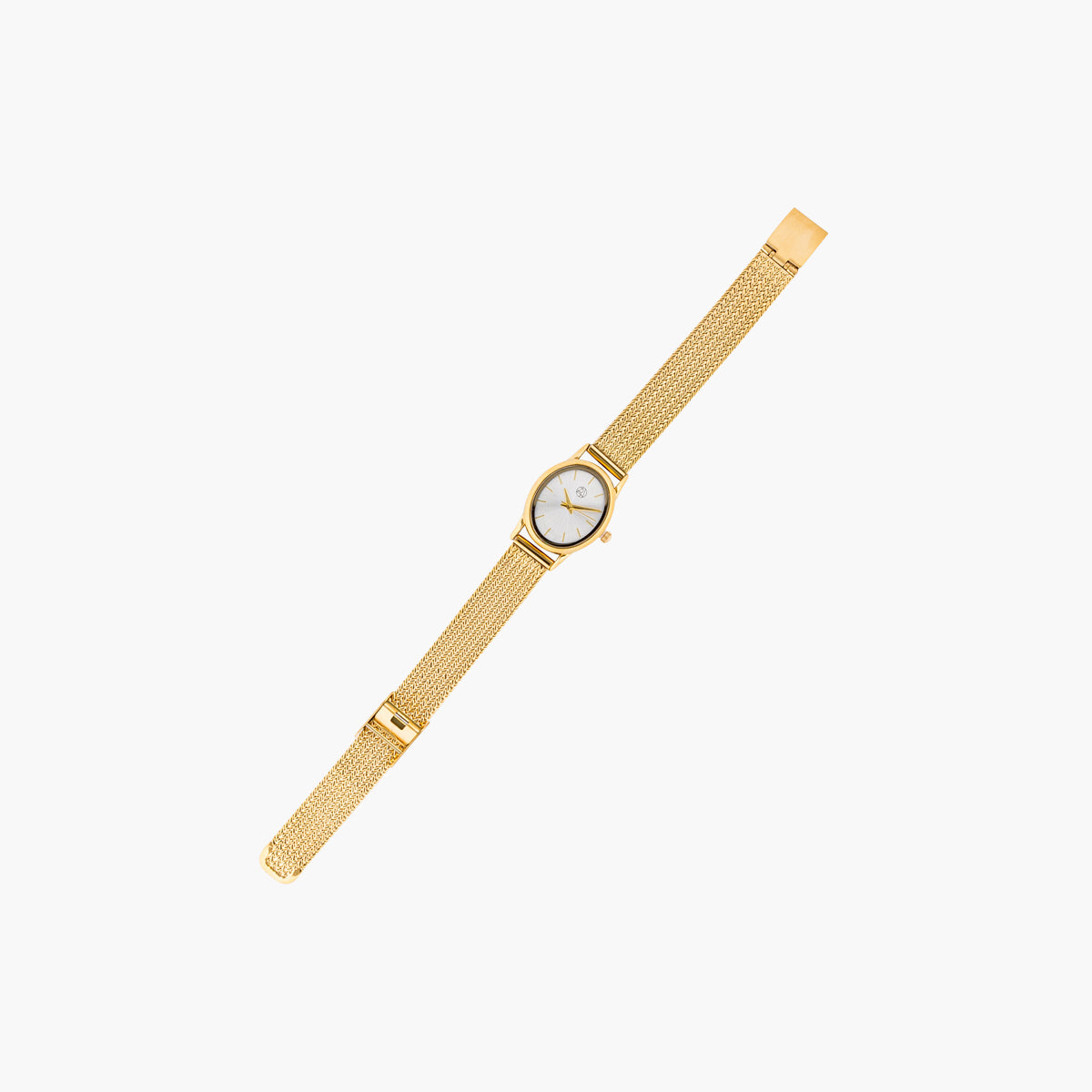 Montre cadran ovale bracelet maille dorée