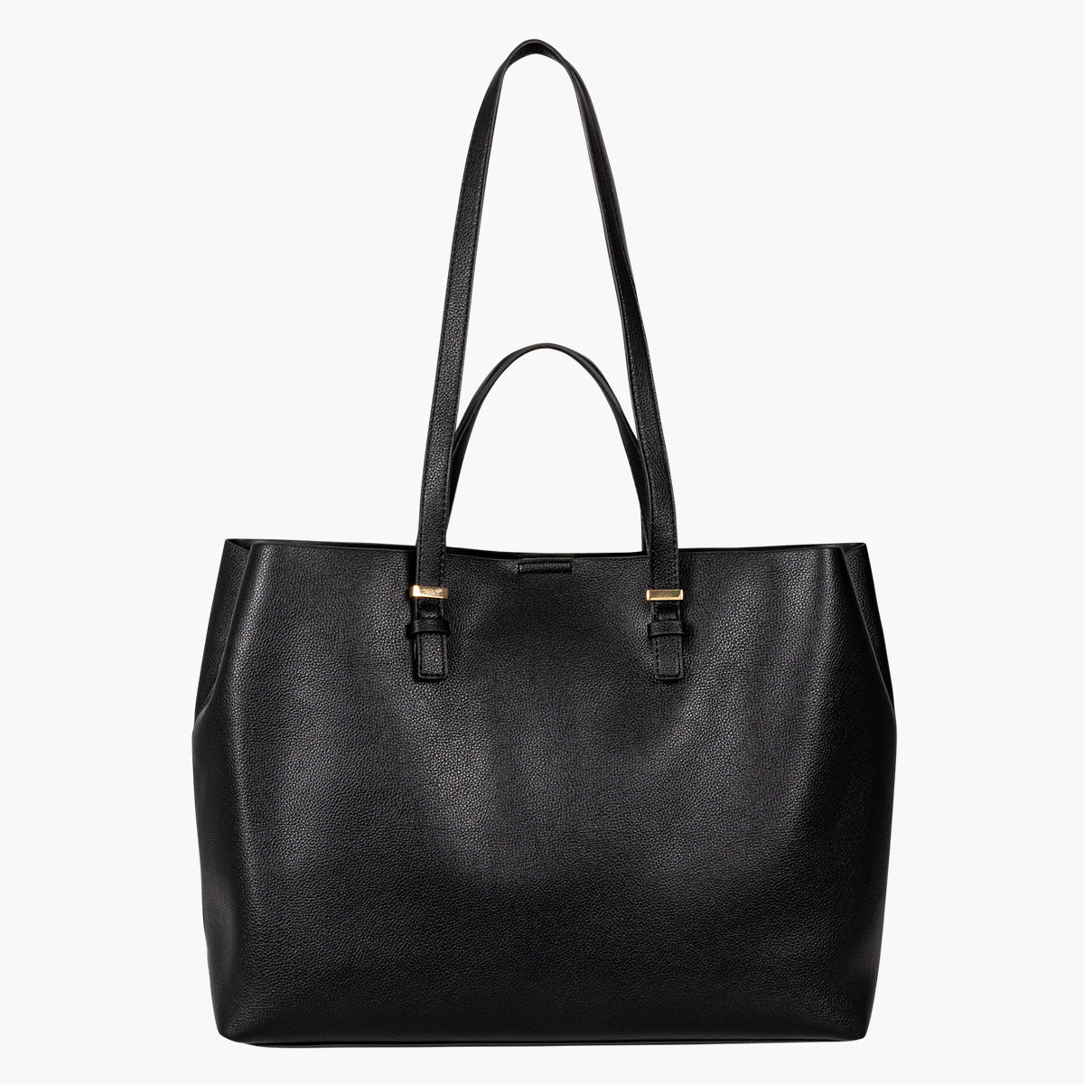 Cabas souple noir avec pochette ordinateur et double anses